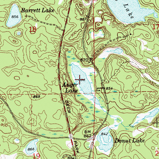 Topographic Map of Auger Lake, MI
