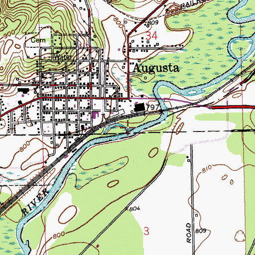 Topographic Map of Augusta Creek, MI