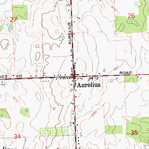 Topographic Map of Aurelius, MI