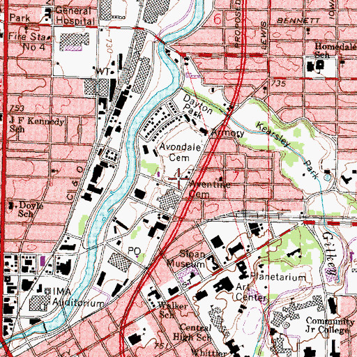 Topographic Map of Aventine Cemetery, MI