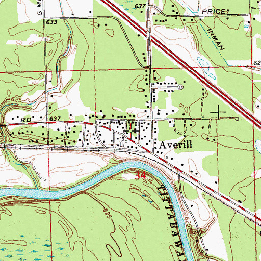 Topographic Map of Averill, MI