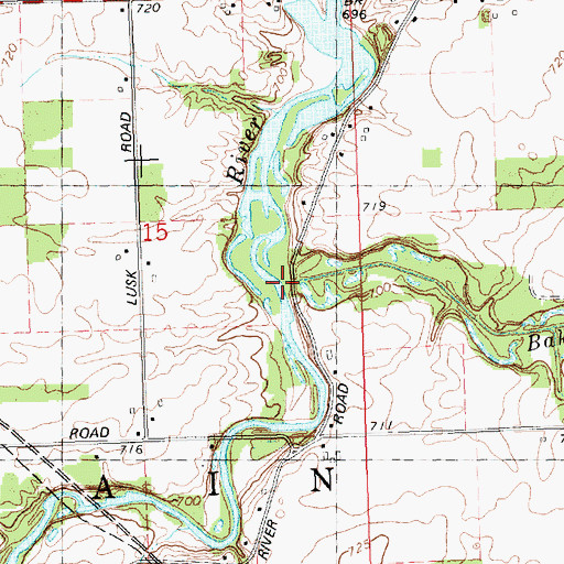 Topographic Map of Baker Creek, MI