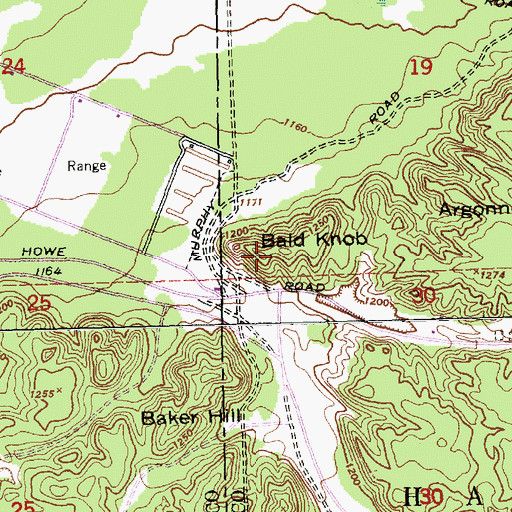 Topographic Map of Bald Knob, MI