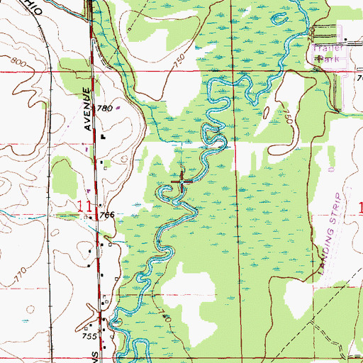 Topographic Map of Ball Creek, MI