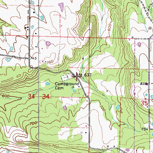 Topographic Map of Boiling Springs (historical), AR
