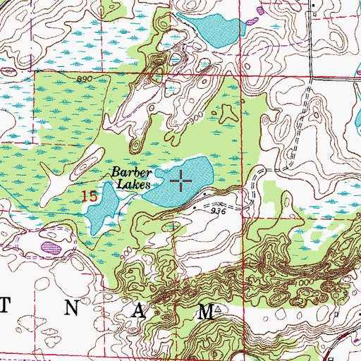 Topographic Map of Barber Lakes, MI