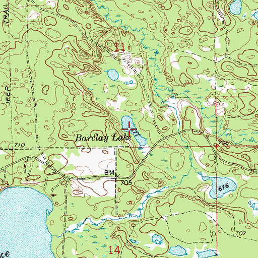 Topographic Map of Barclay Lake, MI