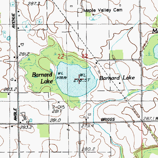 Topographic Map of Barnard Lake, MI