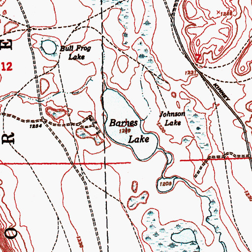 Topographic Map of Barnes Lake, MI