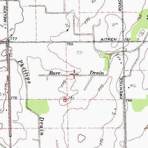 Topographic Map of Barr Drain, MI