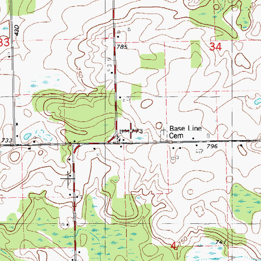 Topographic Map of Base Line School, MI