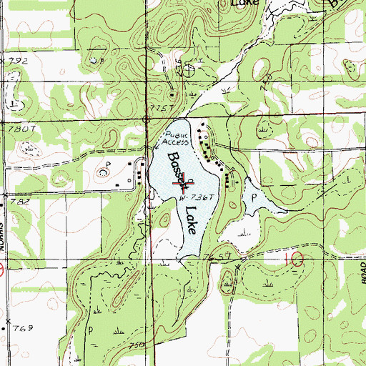 Topographic Map of Bassett Lake, MI