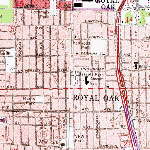 Topographic Map of Bassett Park, MI