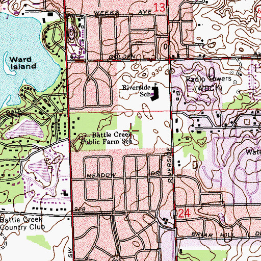 Topographic Map of Battle Creek Public Farm School, MI