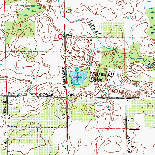 Topographic Map of Baumhoff Lake, MI