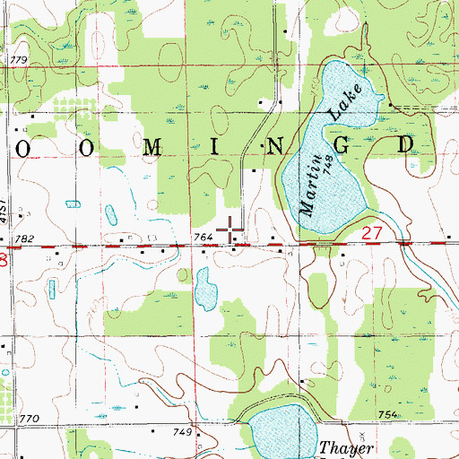 Topographic Map of Beachwood School, MI