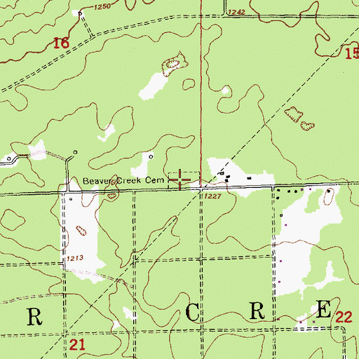 Topographic Map of Beaver Creek Cemetery, MI