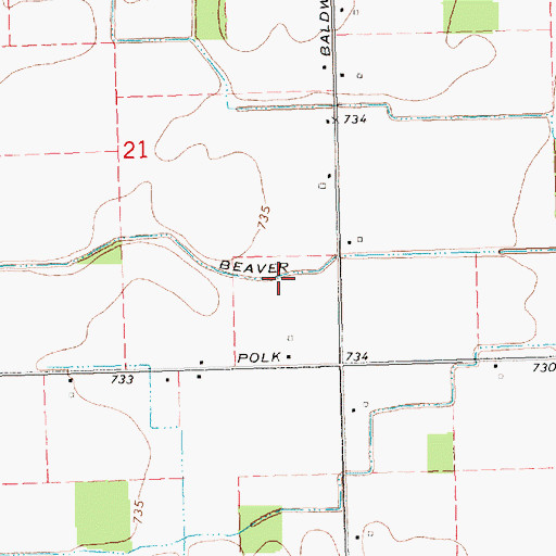 Topographic Map of Beaver Drain, MI