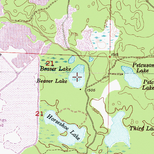 Topographic Map of Beaver Lake, MI