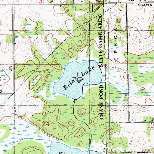 Topographic Map of Belas Lake, MI