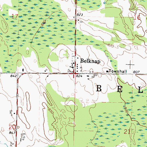 Topographic Map of Belknap, MI