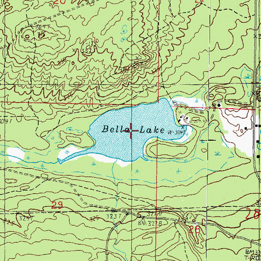 Topographic Map of Bella Lake, MI