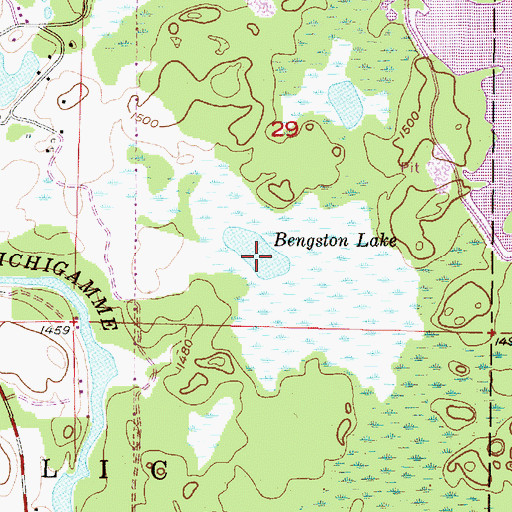 Topographic Map of Bengston Lake, MI