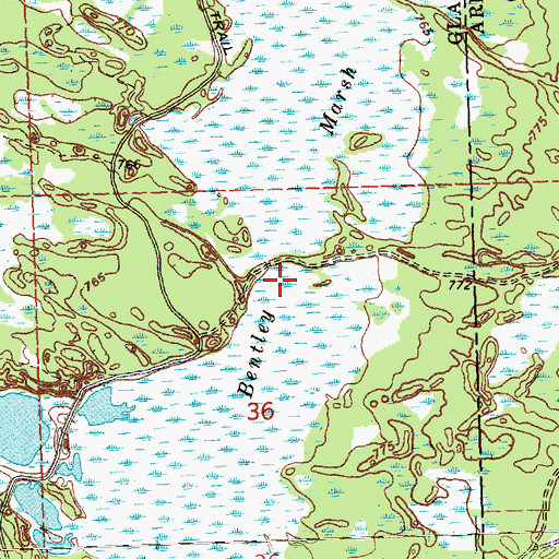 Topographic Map of Bentley Marsh, MI