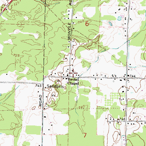 Topographic Map of Bethel Chapel, MI