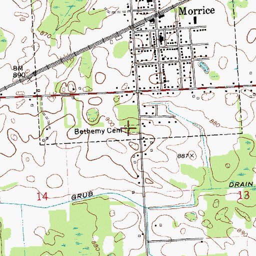 Topographic Map of Bethemy Cemetery, MI
