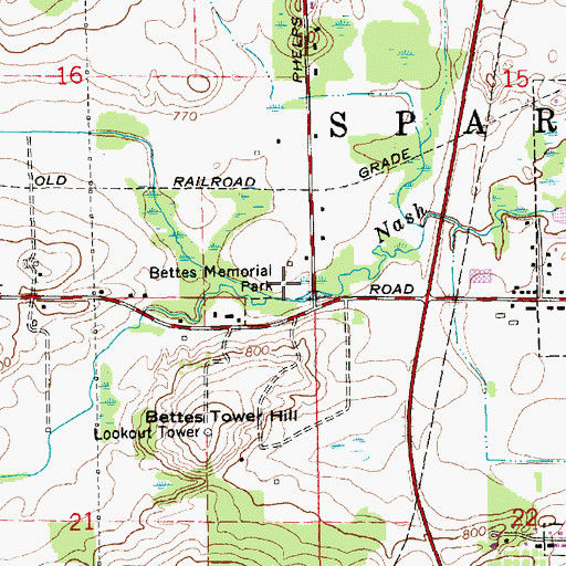 Topographic Map of Bettes Memorial Park, MI