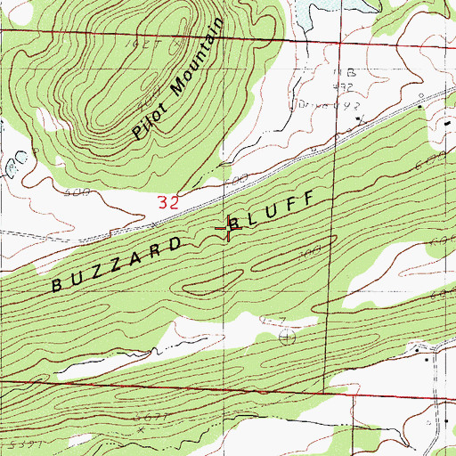Topographic Map of Buzzard Bluff, AR