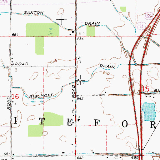 Topographic Map of Bischoff Drain, MI