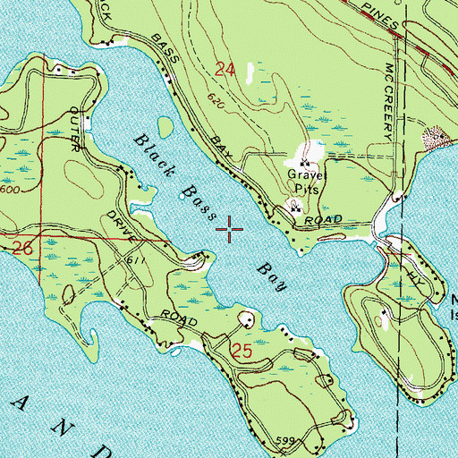 Topographic Map of Black Bass Bay, MI