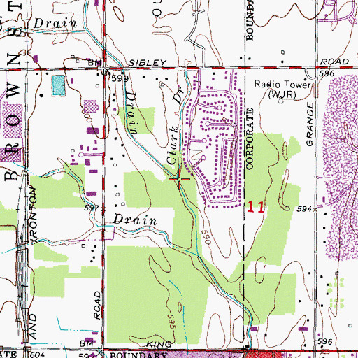 Topographic Map of Blakely Drain, MI