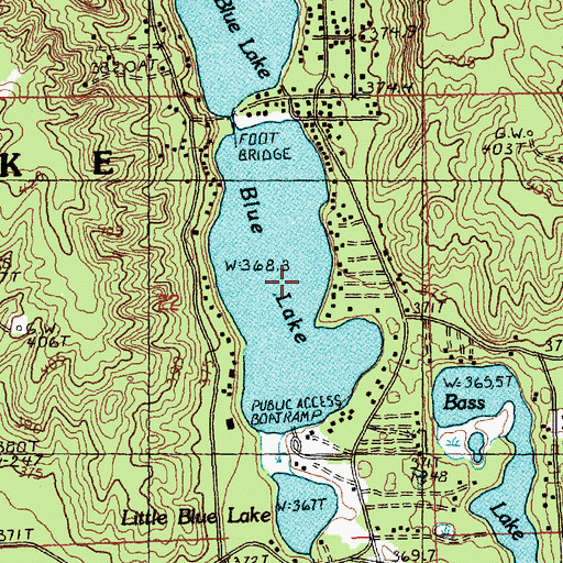 Topographic Map of Blue Lake, MI
