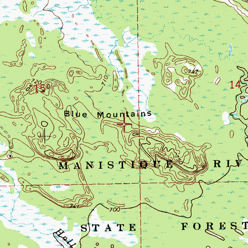 Topographic Map of Blue Mountains, MI