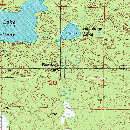 Topographic Map of Boniface Camp, MI