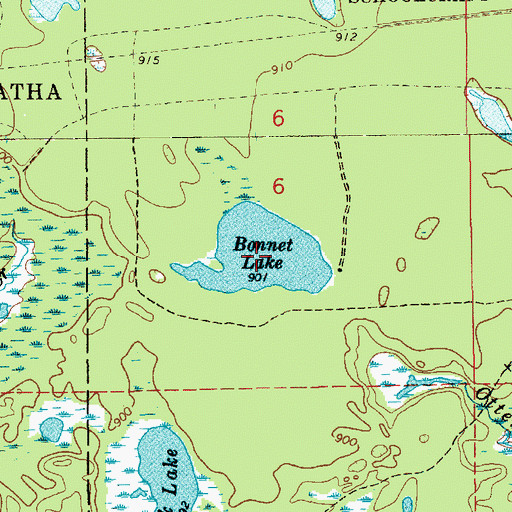 Topographic Map of Bonnet Lake, MI