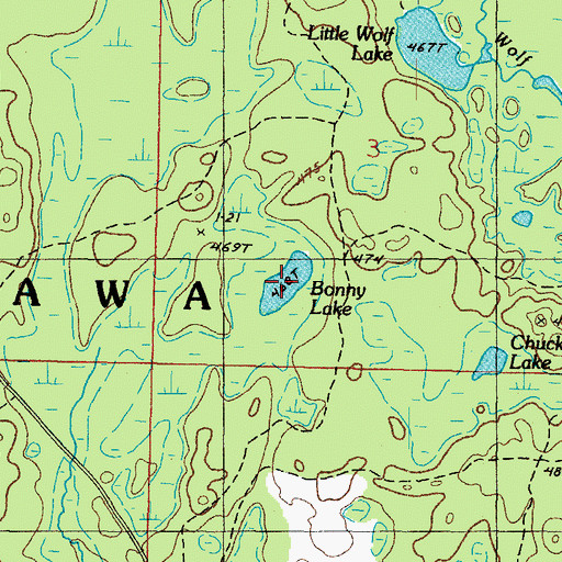 Topographic Map of Bonny Lake, MI