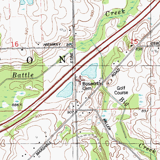 Topographic Map of Bosworth Cemetery, MI