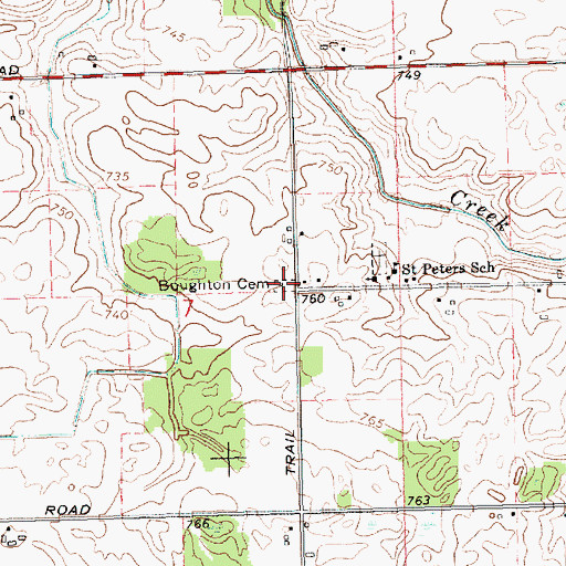Topographic Map of Boughton Cemetery, MI