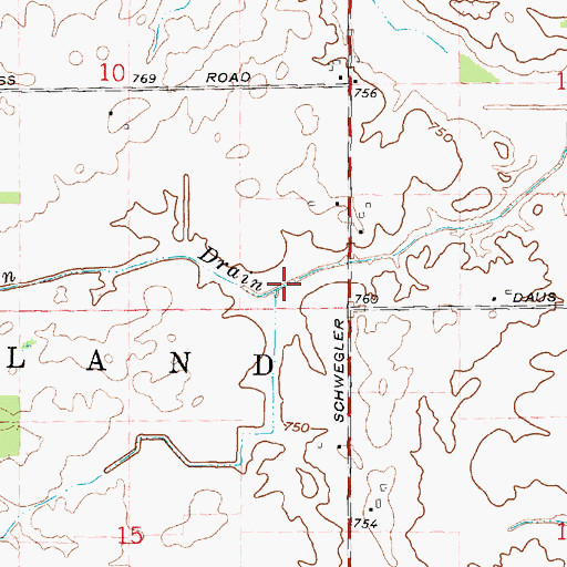 Topographic Map of Boulton Drain, MI