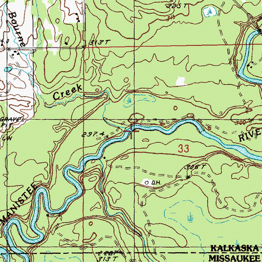Topographic Map of Bourne Creek, MI