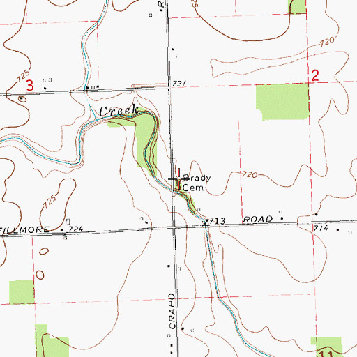 Topographic Map of Brady Cemetery, MI