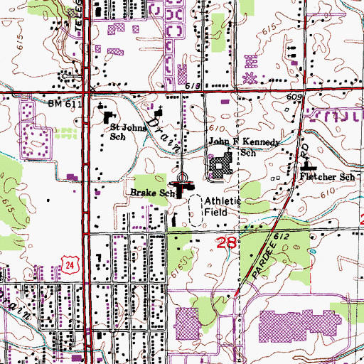 Topographic Map of Brake School, MI