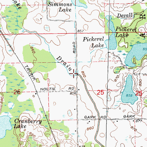 Topographic Map of Brant Lake Drain, MI