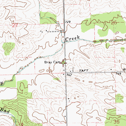 Topographic Map of Bray Cemetery, MI
