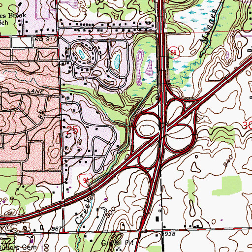 Topographic Map of Brickyard Creek, MI
