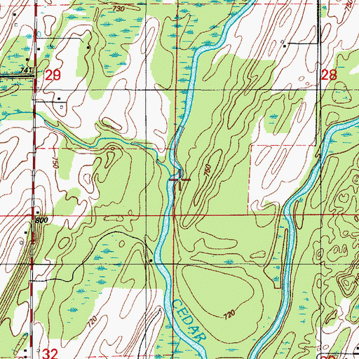 Topographic Map of Brook Creek, MI